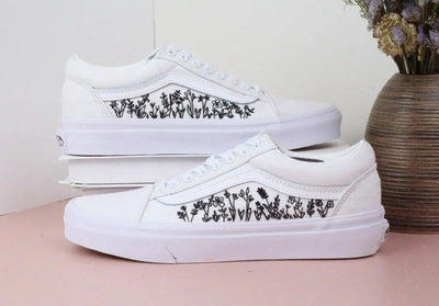 Wildflower Line Art Converse Embroidery