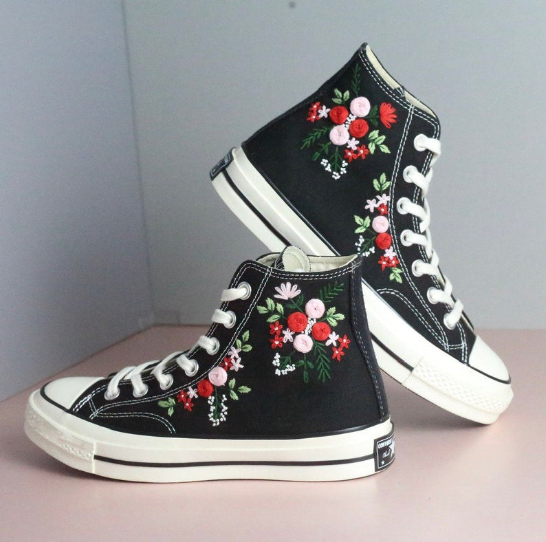 Rose Bouquet Converse Embroidery
