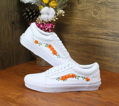 Orange Rose Vine Converse Embroidery