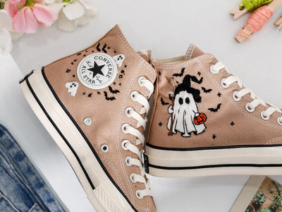 Ghost Embroidered Converse Shoes