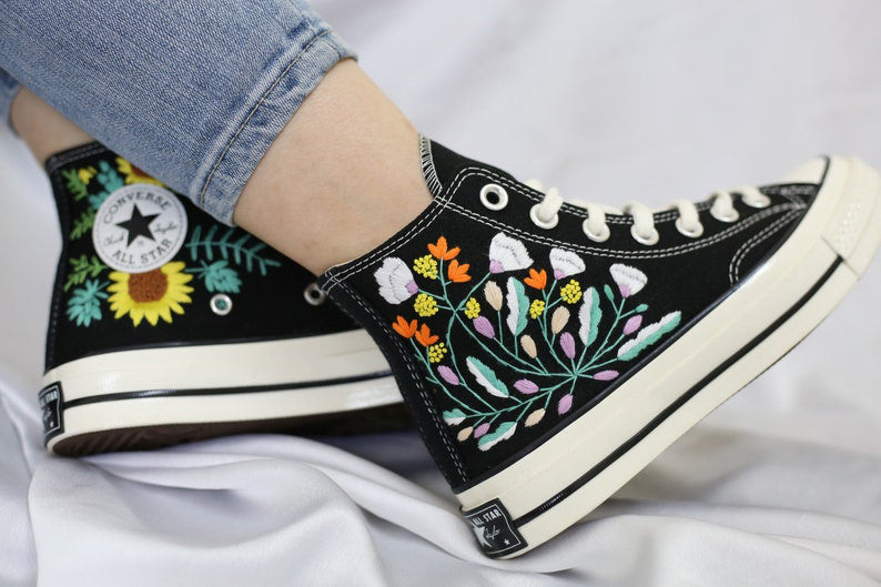 Sunflower Garden Converse Embroidery