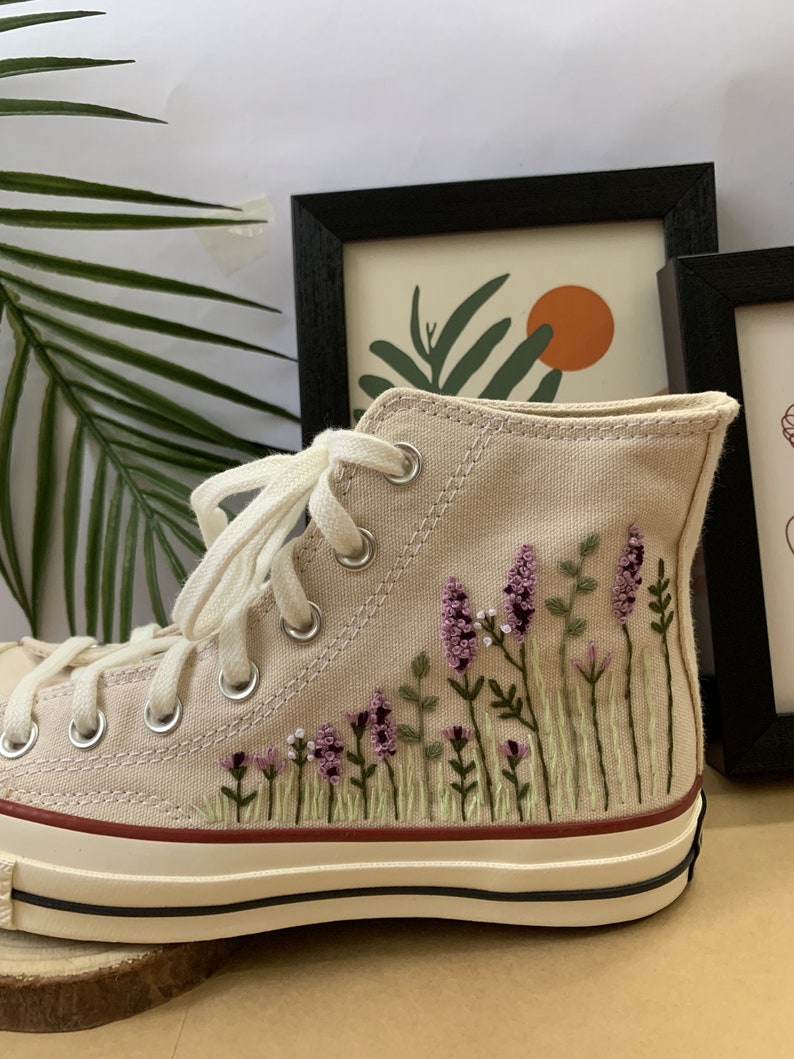 Lavender Field Converse Embroidery