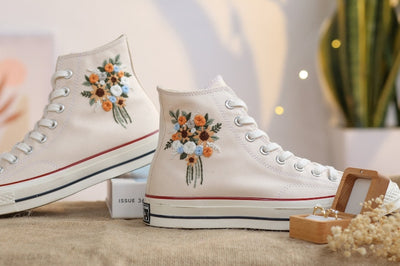 Orange Rose Bouquet Converse Embroidery