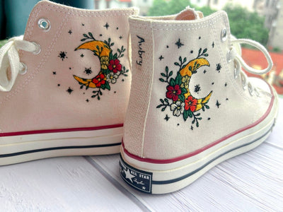 Moon and Flower Converse Embroidery