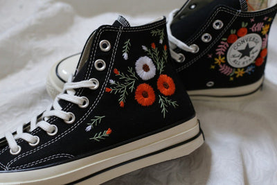 Poppy Daisy Bouquet Converse Embroidery