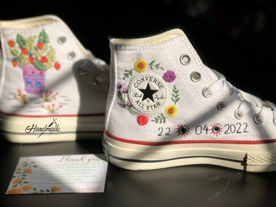 Strawberry Wedding Date Converse Embroidery
