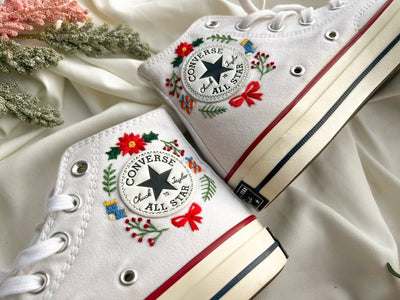 Flower and Car Converse Embroidery