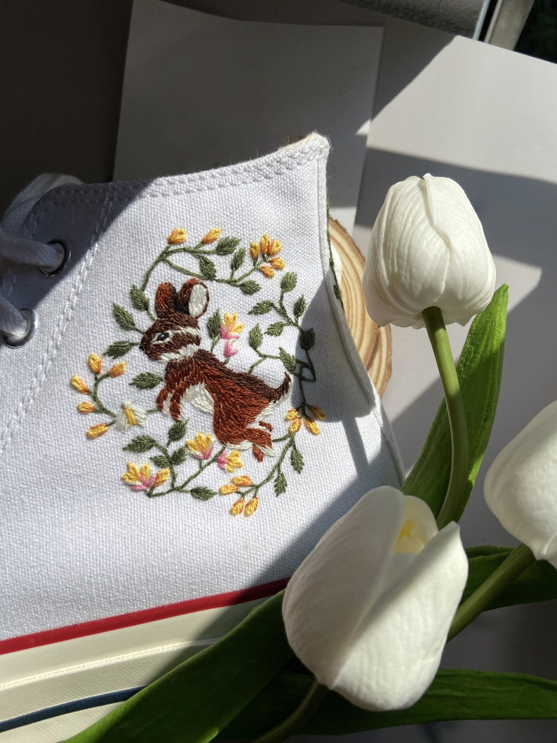 Rabbit and Fox Converse Embroidery