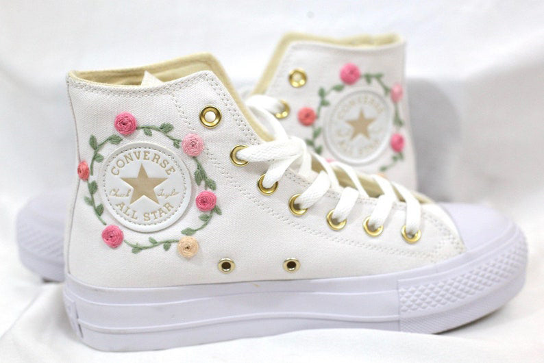 Rose Bouquet Converse Embroidery