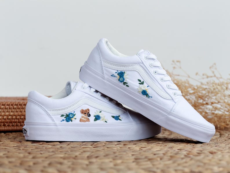 Blue Rose Fox Converse Embroidery