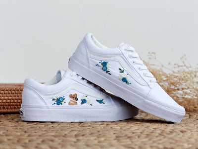 Blue Rose Fox Converse Embroidery