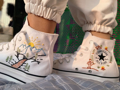 Mountain & Hiking Scene Converse Embroidery