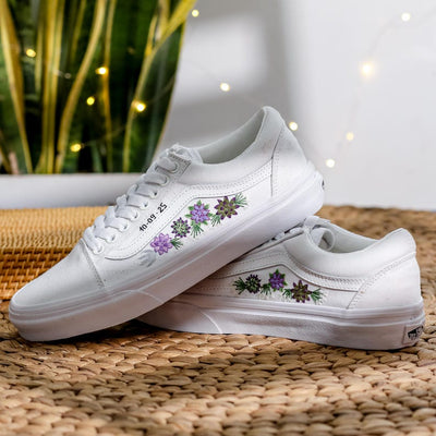 Purple Aster Wedding Converse Embroidery