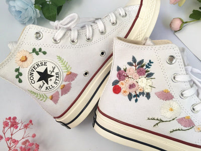 Cosmos Rose Wedding Converse Embroidery