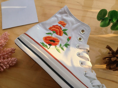 Poppy Flower Converse Embroidery