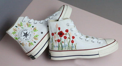 Poppy Wildflower Converse Embroidery