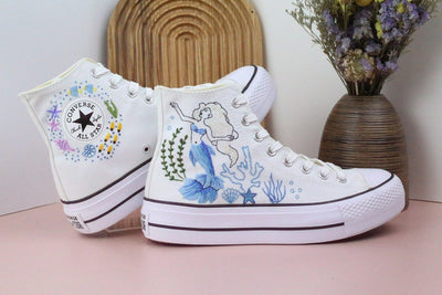 Mermaid Coral Converse Embroidery