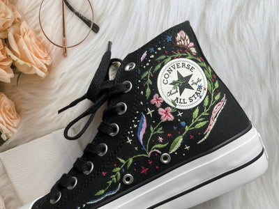 Colorful Garden Converse Embroidery