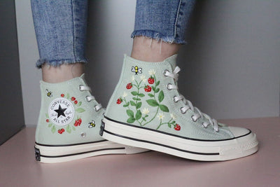 Strawberry Daisy Converse Embroidery