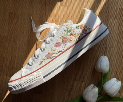 Pastel Cosmos Meadow Converse Embroidery