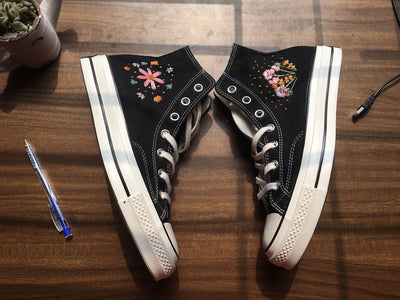 Pink Bouquet Converse Embroidery