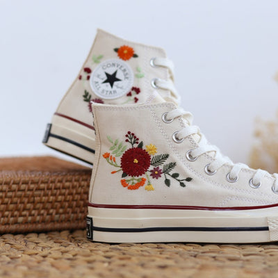 Autumn Chrysanthemum Bouquet Converse Embroidery