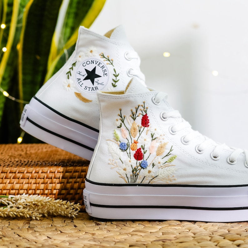 Dried Flowers Bouquet Converse Embroidery