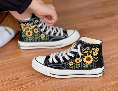 Sunflower Field Converse Embroidery