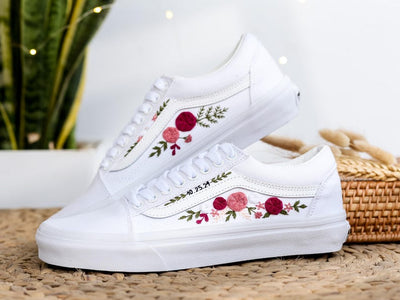Pink Rose Wedding Converse Embroidery