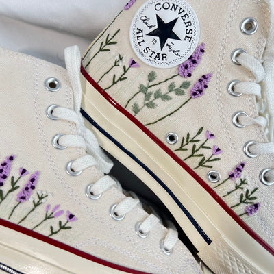 Lavender Embroidered High Tops