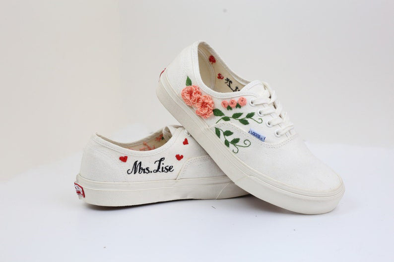Rose Heart Name Converse Embroidery