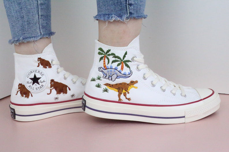 Dinosaur Mammoth Converse Embroidery