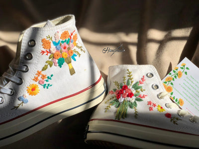 Bouquet Daisy Wreath Converse Embroidery