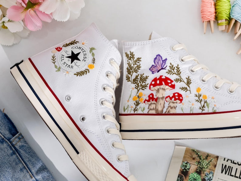 Mushrooms Embroidered Converse Shoes