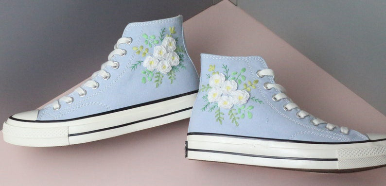 White Roses Converse Embroidery