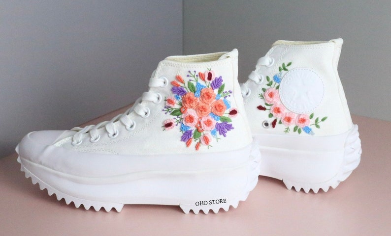 Converse Embroidered Flower Shoes