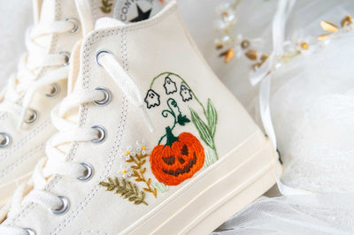 Converse High Tops Pumpkin Lantern Flower