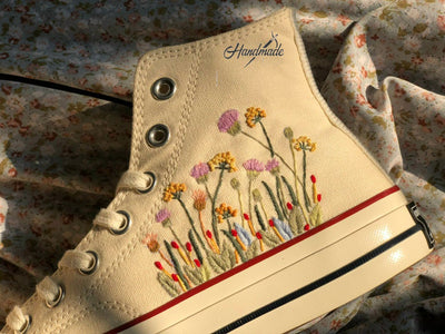 Poppy Meadow Converse Embroidery