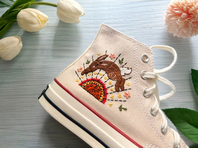 Moon and Sun Rabbits Converse Embroidery