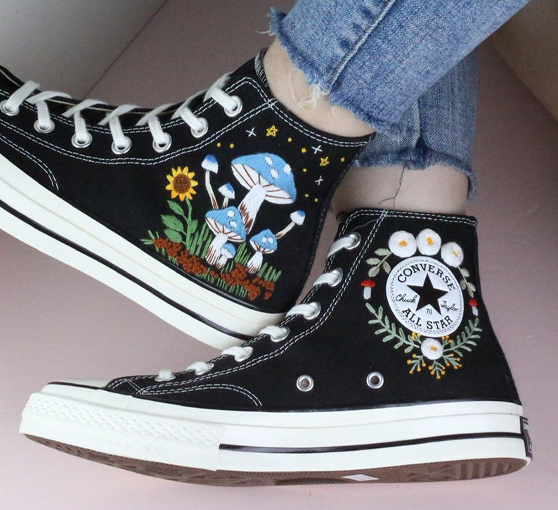 Forest Mushrooms Converse Embroidery