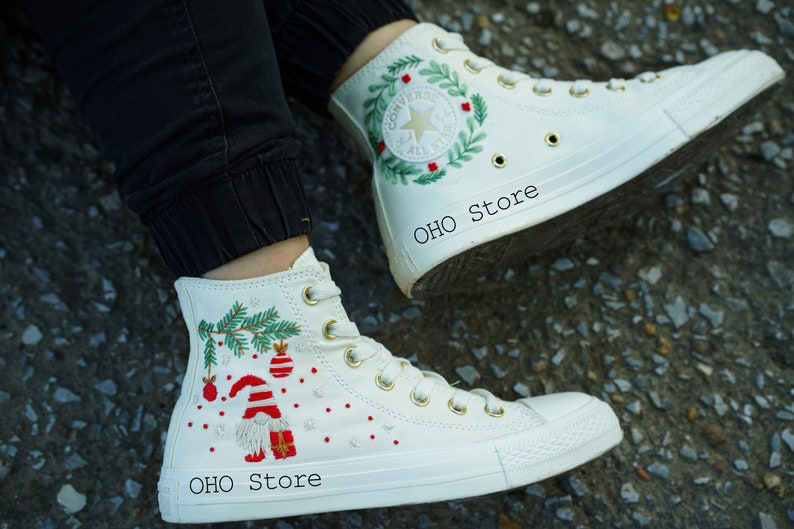 Santa Claus and Reindeer Embroidered Shoes