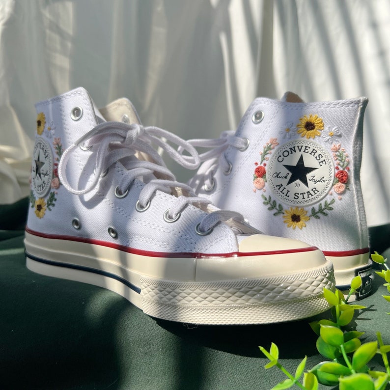 Sunflower & Wildflowers Converse Embroidery