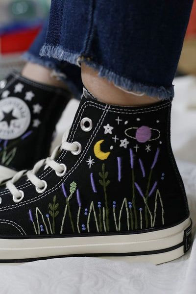 Lavender Night Converse Embroidery
