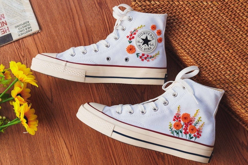 Orange Bloom Converse Embroidery
