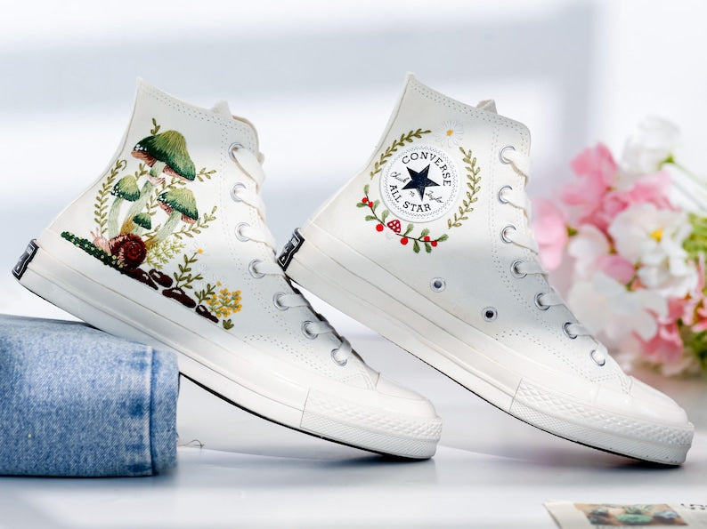 Mushrooms Embroidered Converse Shoes