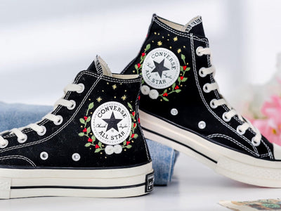 Reindeer Santa Embroidered Converse Shoes