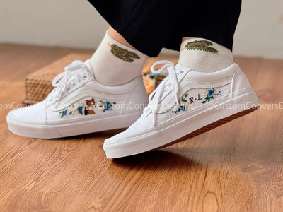 Embroidered Vans Sweet Corgi And Rose