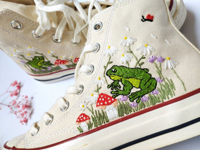 Converse High Tops Mushrooms And Frogs Embroidery