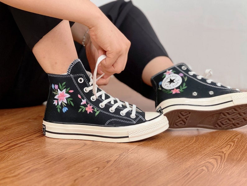 Pastel Wildflowers Converse Embroidery