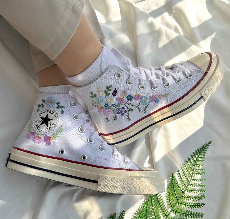 Pastel Wildflower Wreath Converse Embroidery